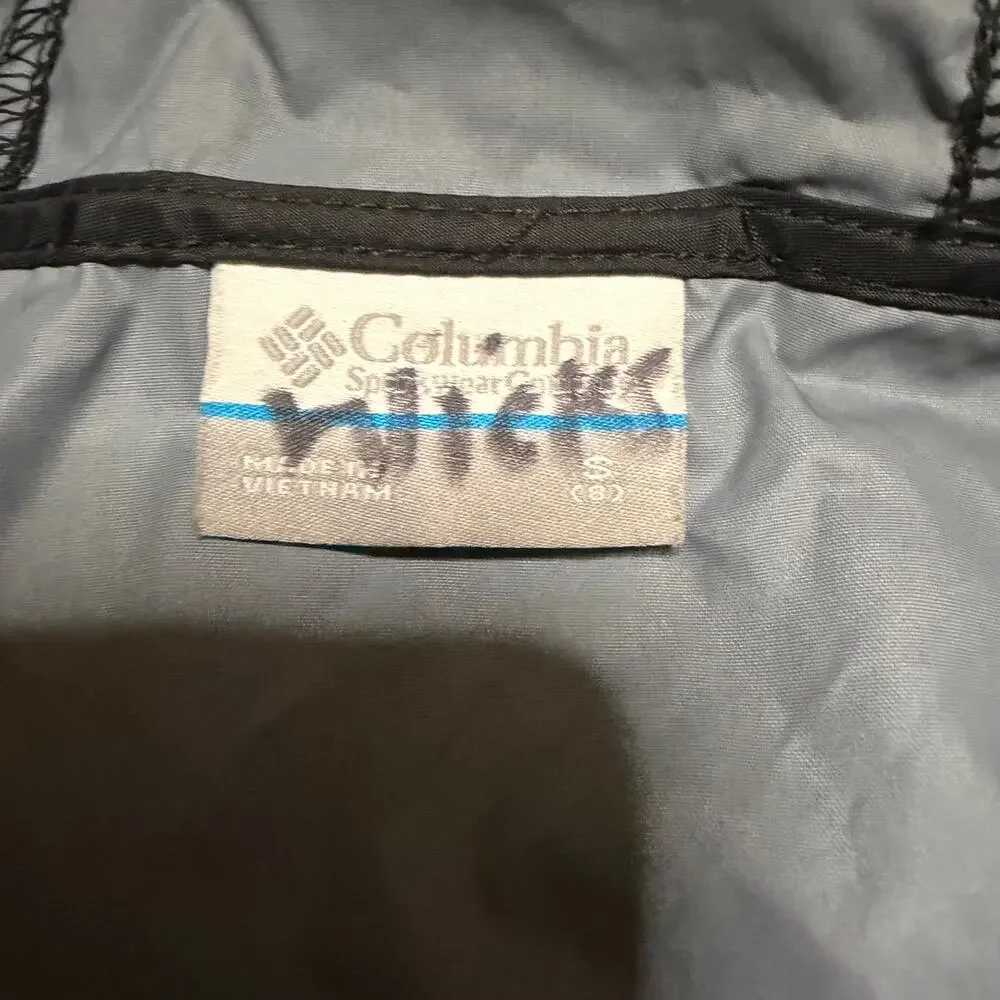 Columbia Rain Jacket Kids Youth Small 8 Black Gray Nylon Hooded Coat